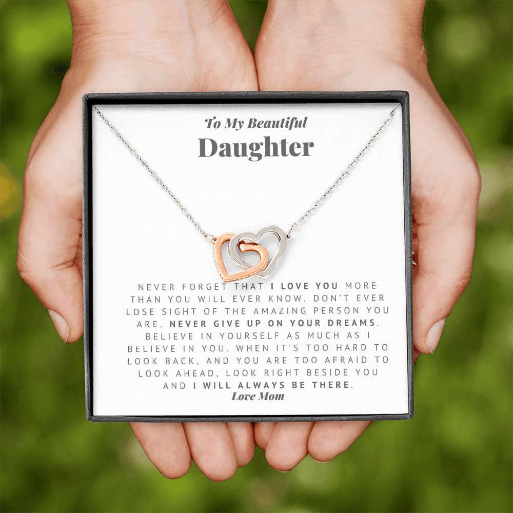 Mom to Daughter Interlocking Hearts Necklace