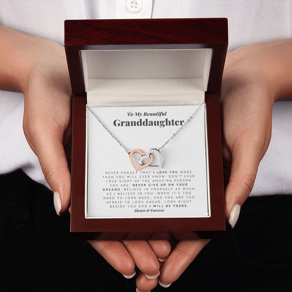 Always There Necklace Gift for Granddaughter from Grandmother Grandfather with Meaningful Message Card