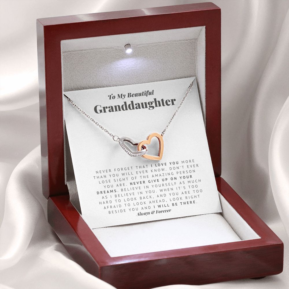 Always There Necklace Gift for Granddaughter from Grandmother Grandfather with Meaningful Message Card