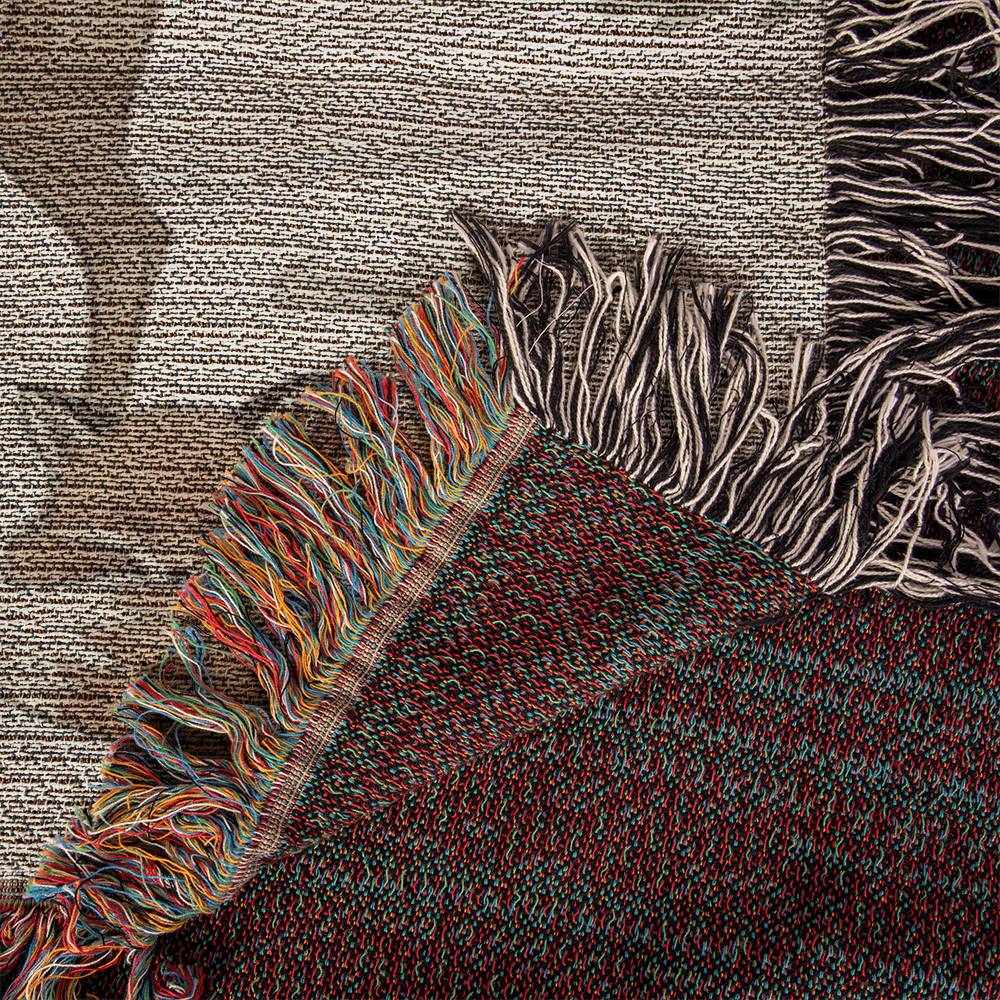 Vintage Christmas Woven Blanket - Santa & Woodland Friends