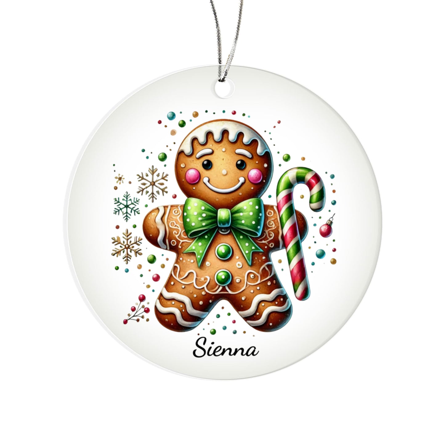 Personalized Gingerbread Ornament with Candy Cane