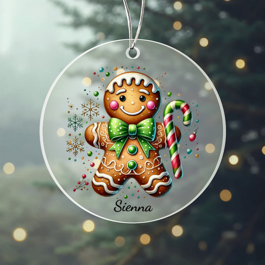 Personalized Gingerbread Ornament with Candy Cane