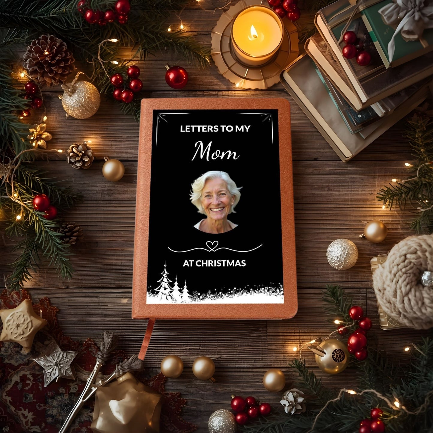 Personalized Christmas Memorial Journal, Custom Photo & Name - Letters to My Loved One at Christmas