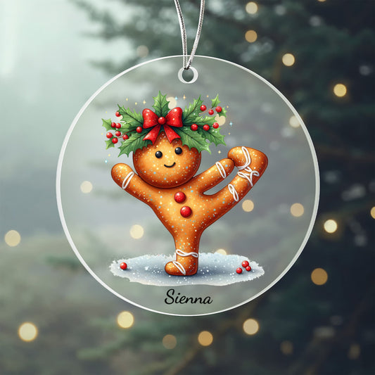 Custom Name Ornament  Gingerbread Yoga Pilates  – Christmas Tree Decoration