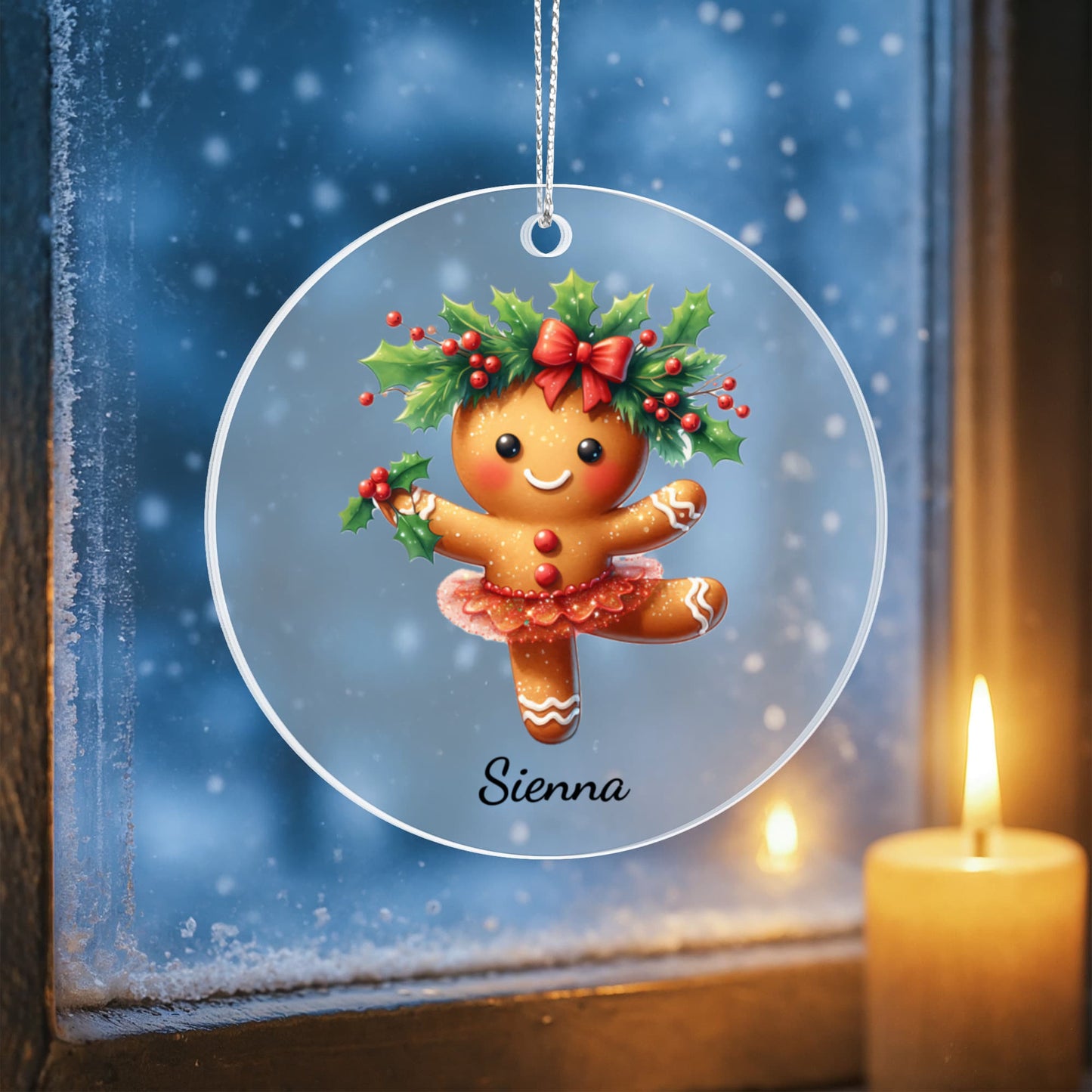 Dancing Gingerbread Custom Name Ornament