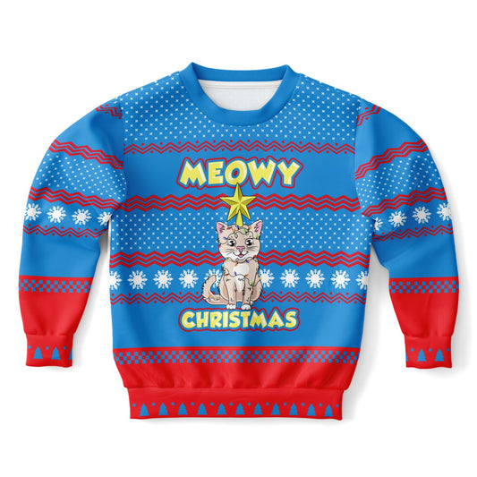 Youth Size Meowy Christmas Ugly Christmas Sweater