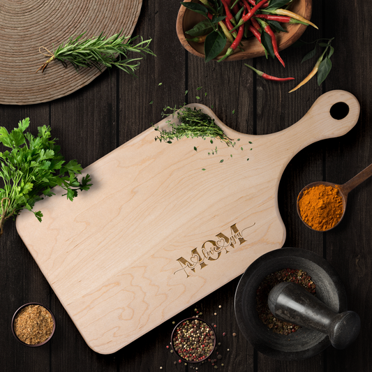 'Mom I Love You' Wooden Cutting Board