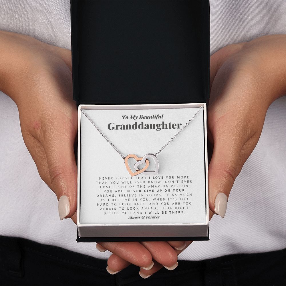 Always There Necklace Gift for Granddaughter from Grandmother Grandfather with Meaningful Message Card