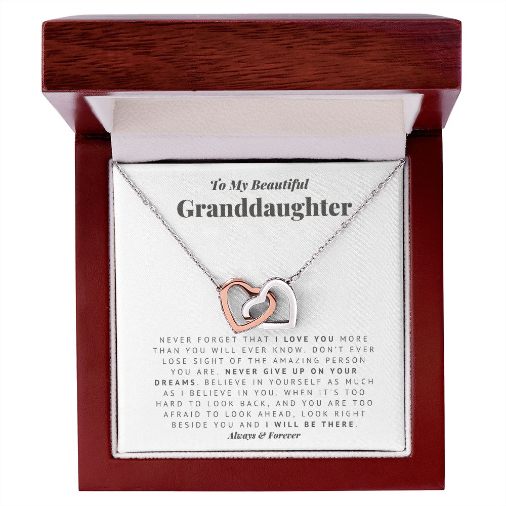Always There Necklace Gift for Granddaughter from Grandmother Grandfather with Meaningful Message Card
