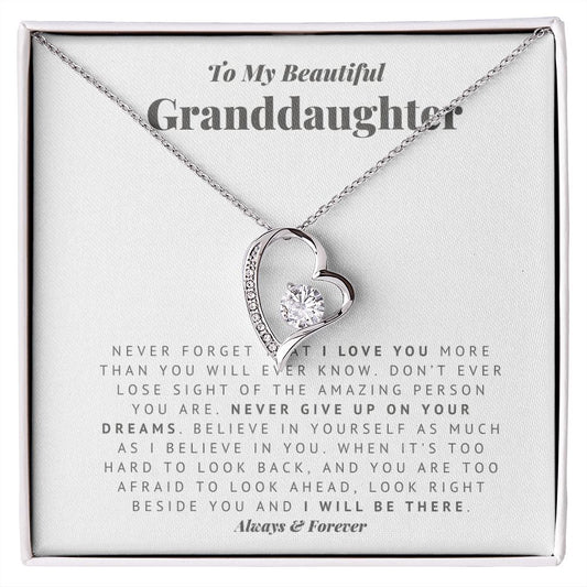 To My Granddaughter Always There Forever Love Necklace